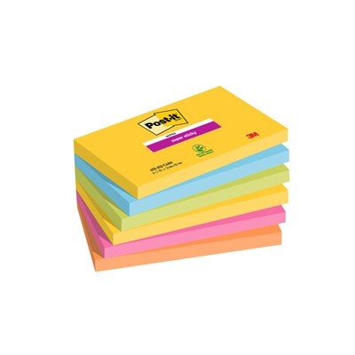 Cf. 6pz blocco 90fg. Post-it Super Sticky 76x127mm 655-6SS- CARN Carnival