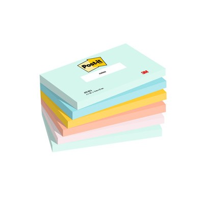 Cf. 6pz blocco 100fg. Post-it Super Sticky 76x127mm 655-BEA Beachside
