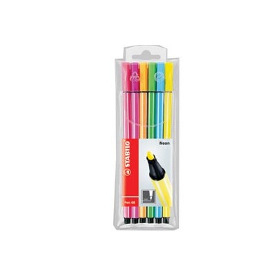 ASTUCCIO 6 EVIDENZIATORI STABILO PEN 68 NEON ASSORT.