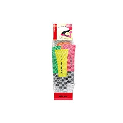 BUSTE 4 EVIDENZIATORI STABILO NEON COLORI ASSORTITI 72/24
