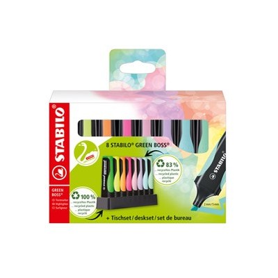 Deskset 8 evidenziatori STABILO 83recycled