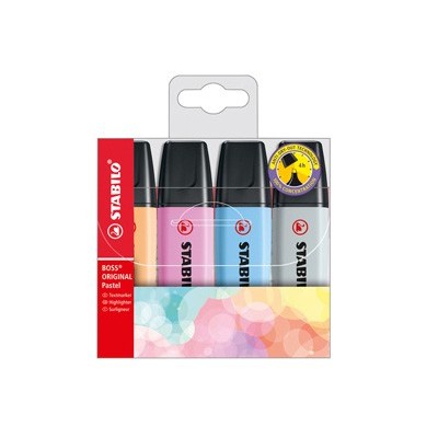 Astuccio 4 evidenziatore Stabilo Boss Pastel colori ass. 70/4-4