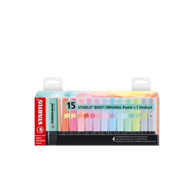 Deskset Pastel 15 evidenziatori Stabilo Boss colori ass. 7015-02