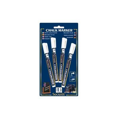BLISTER 4 MARCATORI A GESSO LIQUIDO BIANCO 1-2mm Fine Securit