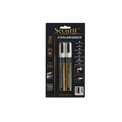 BLISTER 2 MARCATORI A GESSO LIQUIDO BIANCO 2-6mm MEDIO Securit
