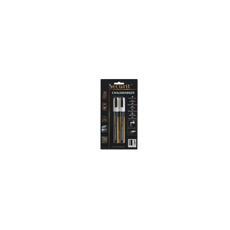 BLISTER 2 MARCATORI A GESSO LIQUIDO BIANCO 2-6mm MEDIO Securit