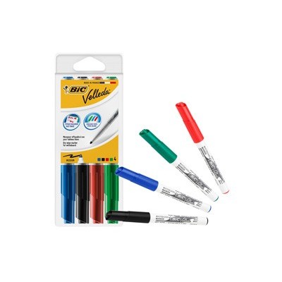 Astuccio 4 pennarelli VELLEDA 1741 punta tonda whiteboard colori assortiti BIC