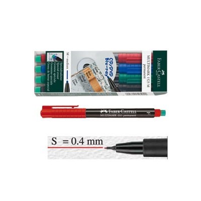 BUSTA 4 COLORI PENNARELLO MULTIMARK 0,4mm SUPERFINE FABER-CASTELL