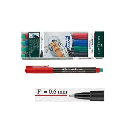 BUSTA 4 COLORI PENNARELLO MULTIMARK 0,6mm FINE FABER-CASTELL