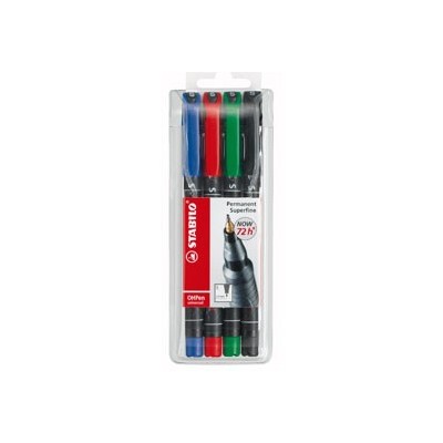 BUSTA 4 PENNARELLI STABILO OHPEN 841 PERMANENTE SUPERFINE