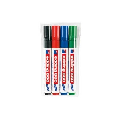 BUSTA 4 MARCATORI PER LAVAGNE BIANCHE EDDING 660 TRATTO 1,5 - 3,00mm COL ASS.