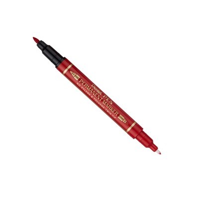 Marcatore permanente Twin Tip doppia punta F/EF rosso Pentel - Conf da 12 pz.