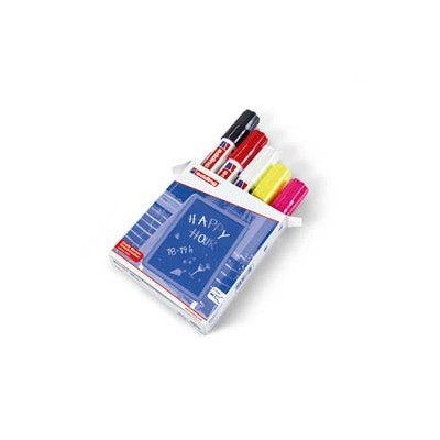 BUSTA 5 MARCATORE EDDING 4090 COLORI nero, rosso, bianco, giallo fluo, rosa fl