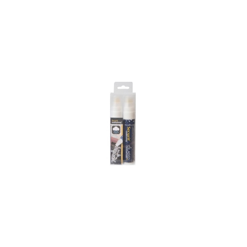 BLISTER 2 MARCATORI A GESSO LIQUIDO Waterproof BIANCO 7-15mm Securit