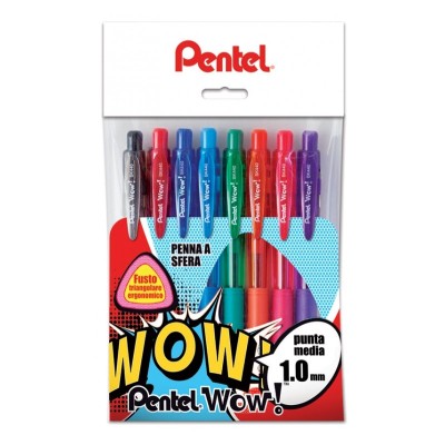 TASCHINA 8 PENNE A SFERA PENTEL WOW BK440 8 COLORI