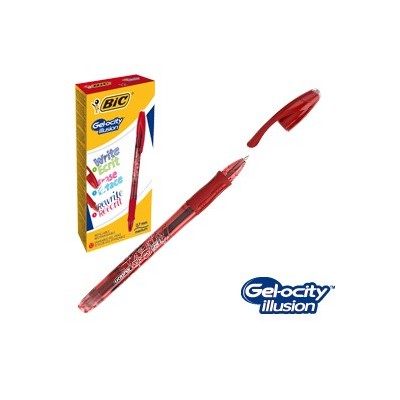 SCATOLA 12 PENNE GEL CANCELLABILI GELOCITY ILLUSION 0.7MM ROSSO BIC