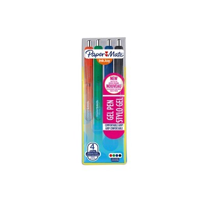 Astuccio 4 penna sfera scatto Inkjoy Gel 0,7mm nero/blu/rosso/verde PAPERMATE