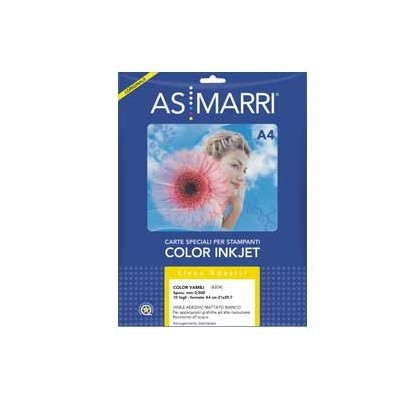 VINILE INKJET A4 ADESIVO BIANCO PERMANENTE 10fg MARRI