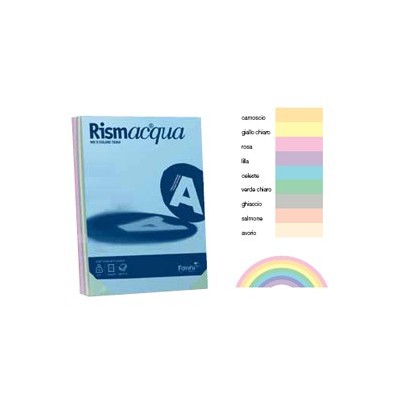 CARTA RISMACQUA 200GR A4 125FG ASSORTITO IN 5 COLORI FAVINI