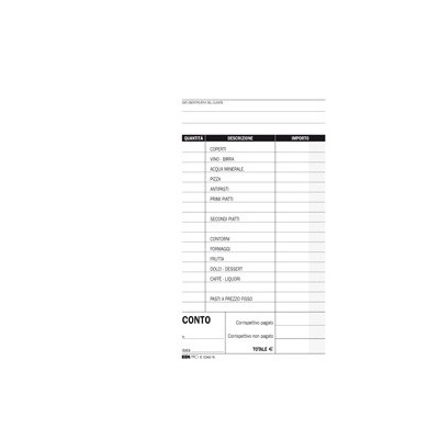 BLOCCO CONTO RISTORANTE C/DETTAGLIO VOCI 100FG USO MANO 22X10 E5343N