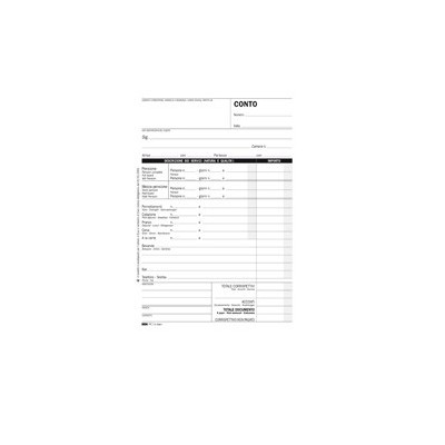 BLOCCO CONTO ALBERGO/PENSIONE 7GG 23X15CM 100FG USO MANO E5964