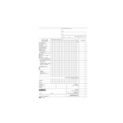 BLOCCO CONTO ALBERGO/PENSIONE 15GG 23X15CM 100FG USO MANO E5965