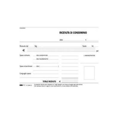 BLOCCO RICEVUTE CONDOMINIO 50/50 FOGLI AUTORIC. 9,9X17 E5540C