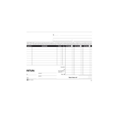 BLOCCO FATTURE 3 ALIQUOTE IVA 2COPIE 50FOGLI AUTORIC. 15X23 E5289A