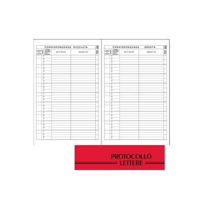 REGISTRO PROTOCOLLO LETTERE RICEVUTE-SPEDITE 21x31cm 100fg BM