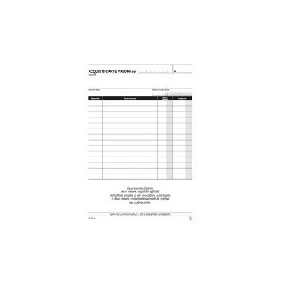 50100BLOCCO ACQUISTI VALORI BOLLATI 50/50 FG.15X21