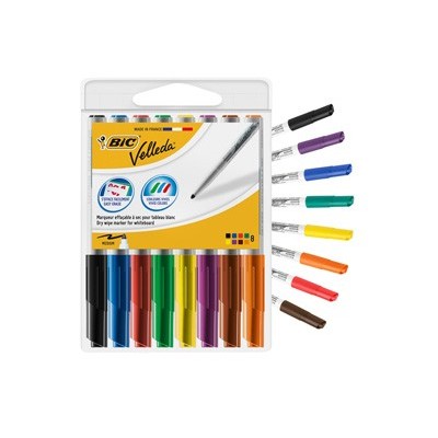 Astuccio 8 pennarelli VELLEDA 1741 punta tonda whiteboard colori assortiti BIC