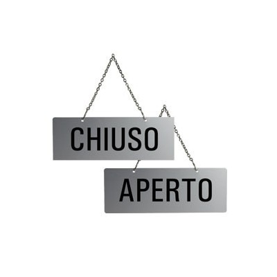CARTELLO APERTO/CHIUSO 17,5X6,5cm CON CATENELLA