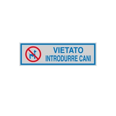 TARGHETTA ADESIVA 165x50mm VIETATO INTRODURRE CANI - Conf da 10 pz.