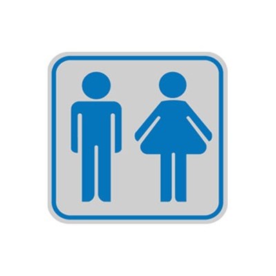 TARGHETTA ADESIVA 82x82mm con PITTOGRAMMA TOILETTE UOMO/DONNA - Conf da 10 pz.