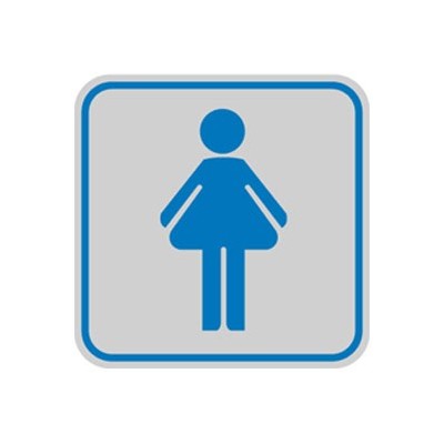 TARGHETTA ADESIVA 82x82mm con PITTOGRAMMA TOILETTE DONNA - Conf da 10 pz.