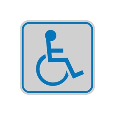 TARGHETTA ADESIVA 82x82mm con PITTOGRAMMA TOILETTE DISABILI - Conf da 10 pz.