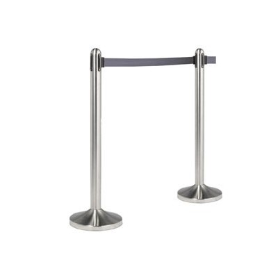 1 COLONNINA SEGNAPERCORSO CROMATA con nastro GRIGIO 210cm Securit