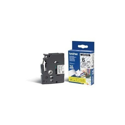 NASTRO TZE111 6MMx8MT NERO/TRASPARENTE