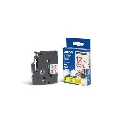 NASTRO BROTHER TZE-132 12MMx8MT ROSSO/TRASPARENTE