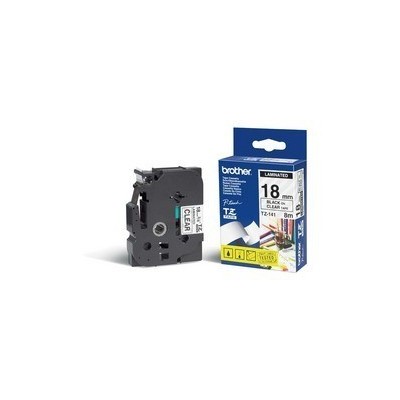 NASTRO BROTHER TZE-141 18MMx8MT NERO/TRASPARENTE