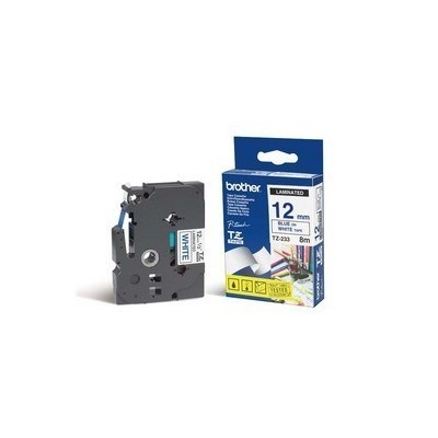 NASTRO BROTHER TZE-233 12MMx8MT BLU/BIANCO LAMINATO