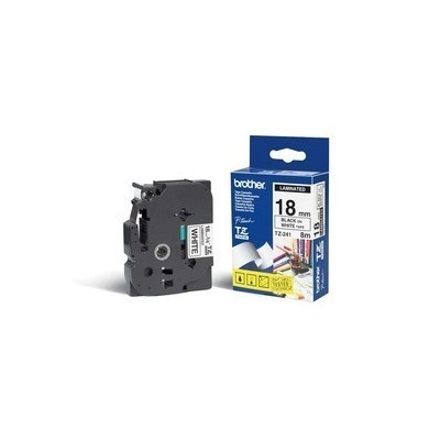 NASTRO BROTHER TZE-241 18MMx8MT NERO/BIANCO