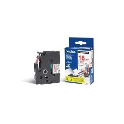 NASTRO LAMINATO BROTHER TZE-242 18MMx8MT ROSSO/BIANCO