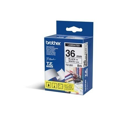 NASTRO BROTHER TZ-e261 36MMX8MT NERO/BIANCO