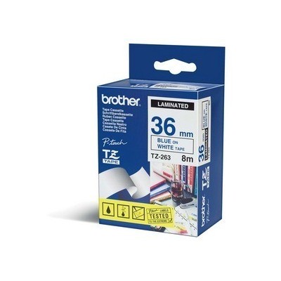 NASTRO LAMINATO BROTHER TZE-263 36MMx8MT BLU/BIANCO