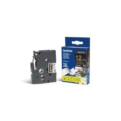 NASTRO LAMINATO BROTHER TZE-334 12MMx8MT ORO/NERO