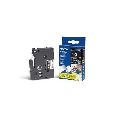 NASTRO BROTHER TZE-335 12MMx8MT BIANCO/NERO