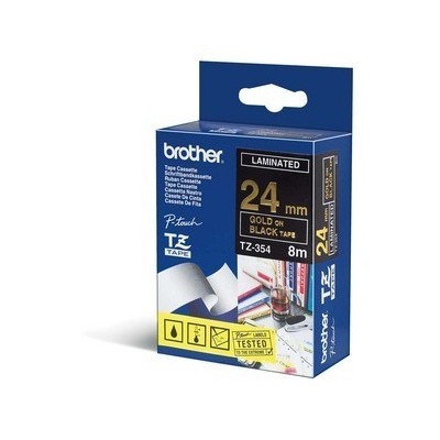 NASTRO LAMINATO BROTHER TZE-354 24MMx8MT ORO/NERO