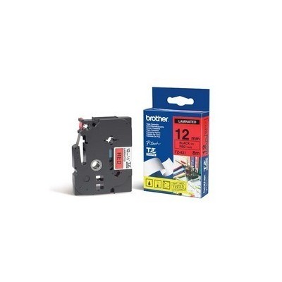 NASTRO BROTHER TZE-431 12MMx8MT NERO/ROSSO