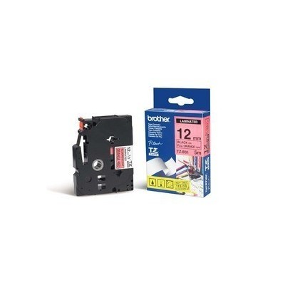 NASTRO LAM. FLUORESCENTE TZE-B31 12MMx5MT NERO/ARANCIO FLUO